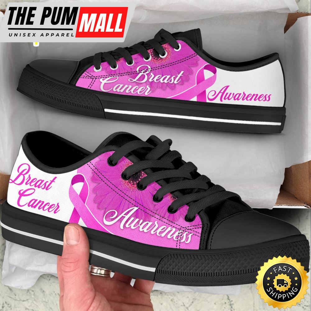 Breast Cancer Shoes Awareness Ribbon Low Top Shoes Canvas Shoes