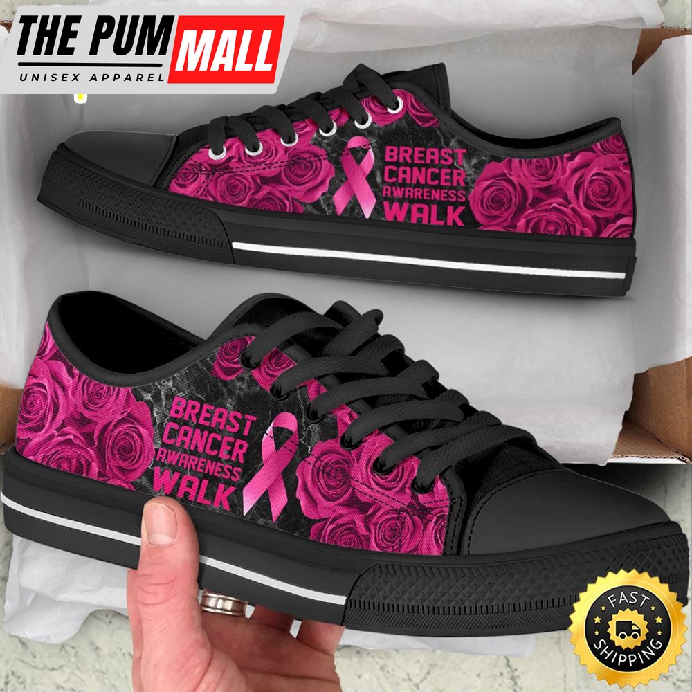 Breast Cancer Shoes Awareness Walk Low Top Shoes Canvas Shoes