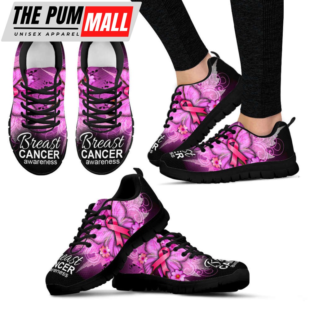 Breast Cancer Shoes Butterfly Flower Sneaker Walking Shoes, Best Shoes For Men And Women