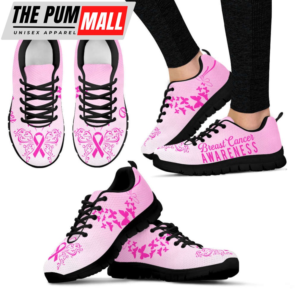 Breast Cancer Shoes Butterfly Sneaker Walking Shoes For Men And Women