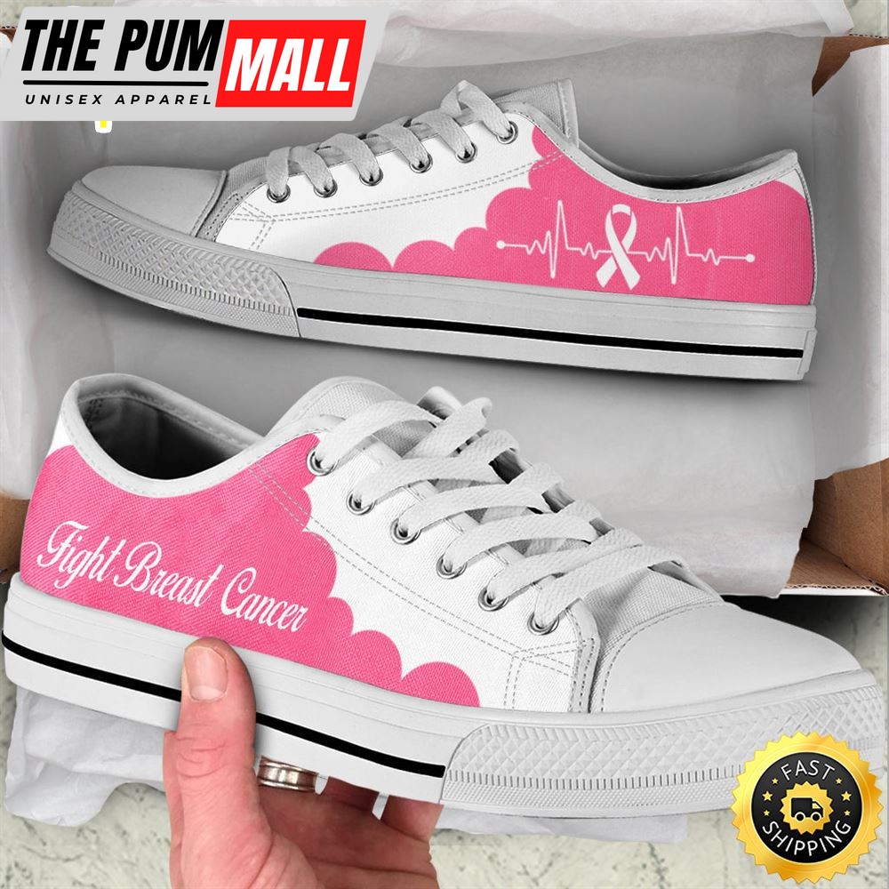 Breast Cancer Shoes CL Low Top White Pink Shoes Canvas Shoes