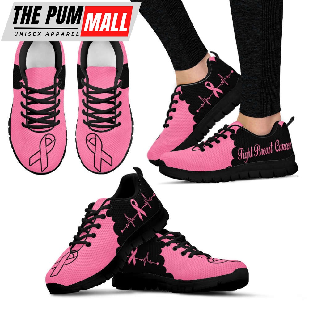 Breast Cancer Shoes Cloudy Pink Black Sneaker Walking Shoes For Men And Women