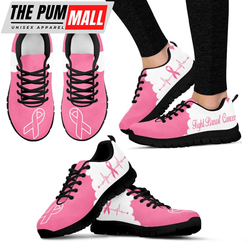 Breast Cancer Shoes Cloudy Pink White Sneaker Walking Shoes For Men And Women