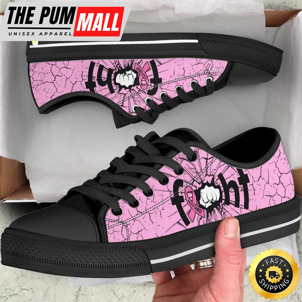 Breast Cancer Shoes Fight Low Top Shoes Canvas Shoes