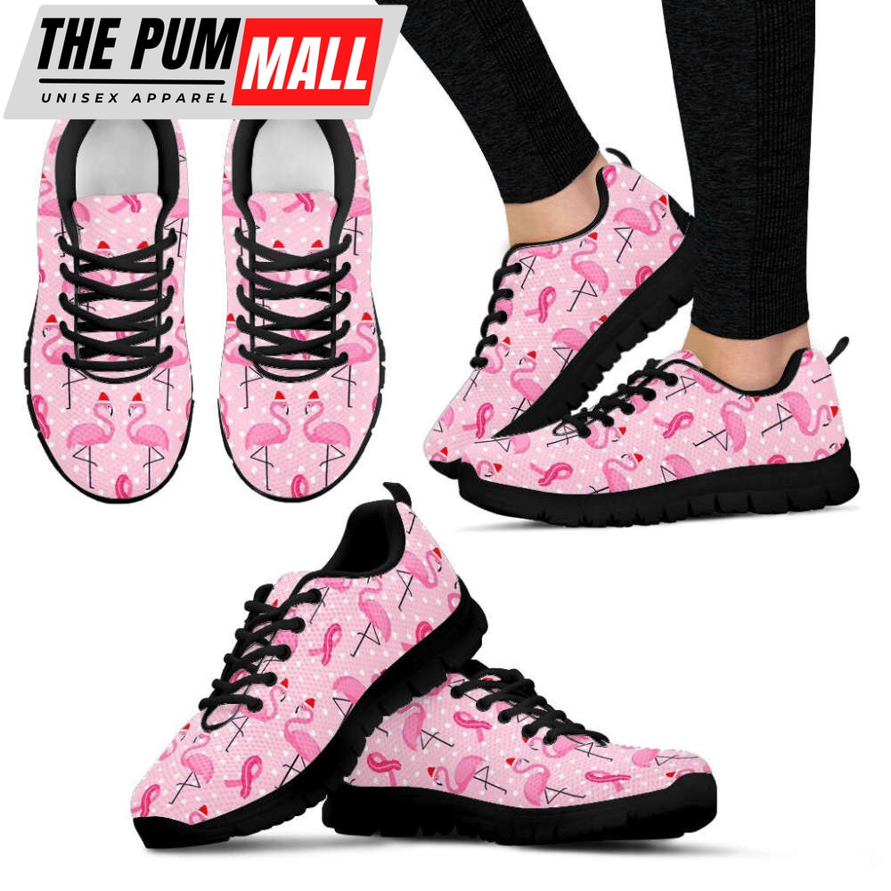 Breast Cancer Shoes Flamingo Pattern Sneaker Walking Shoes, Best Gift For Men And Women