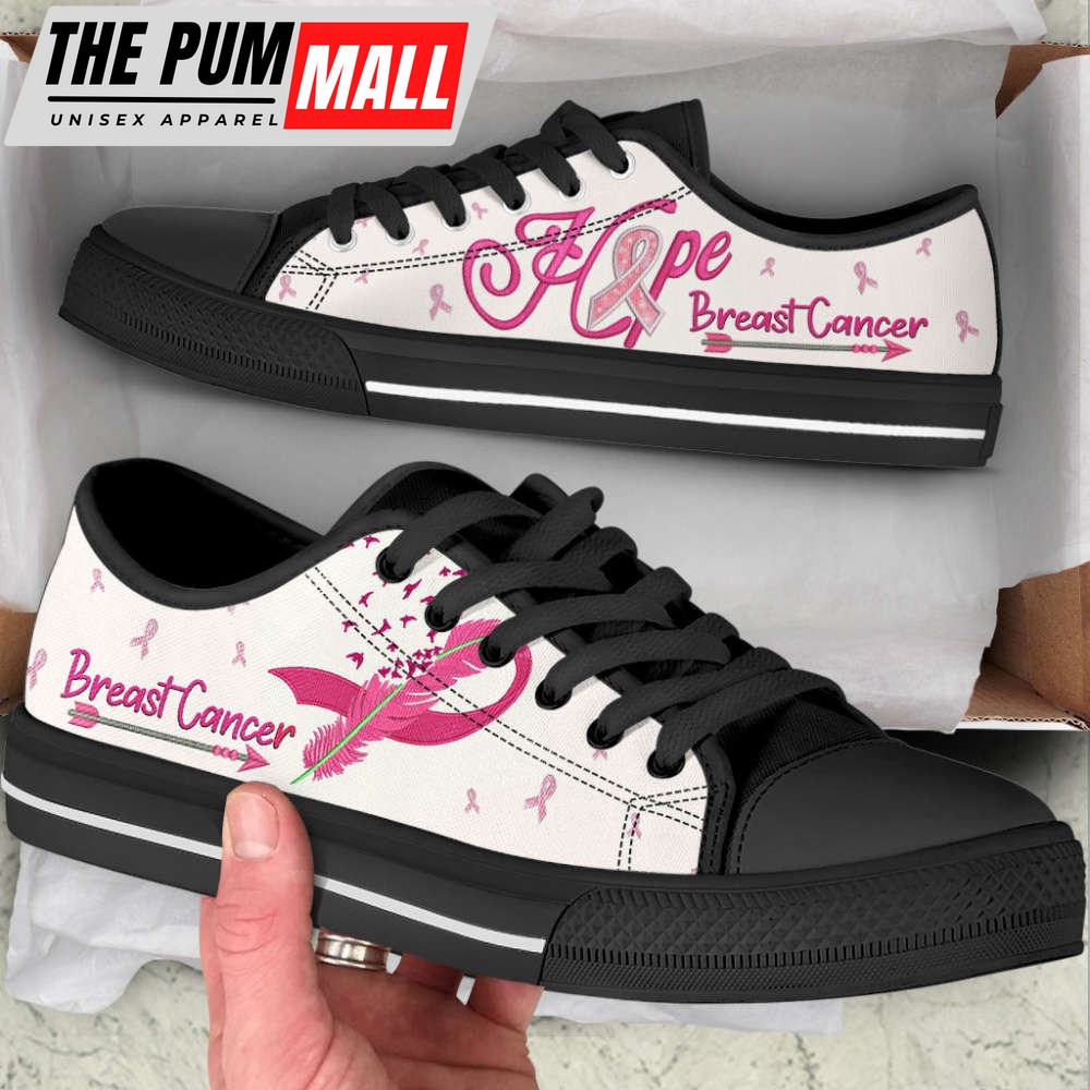 Breast Cancer Shoes Hope Low Top Shoes Canvas Shoes – Cancer Awareness