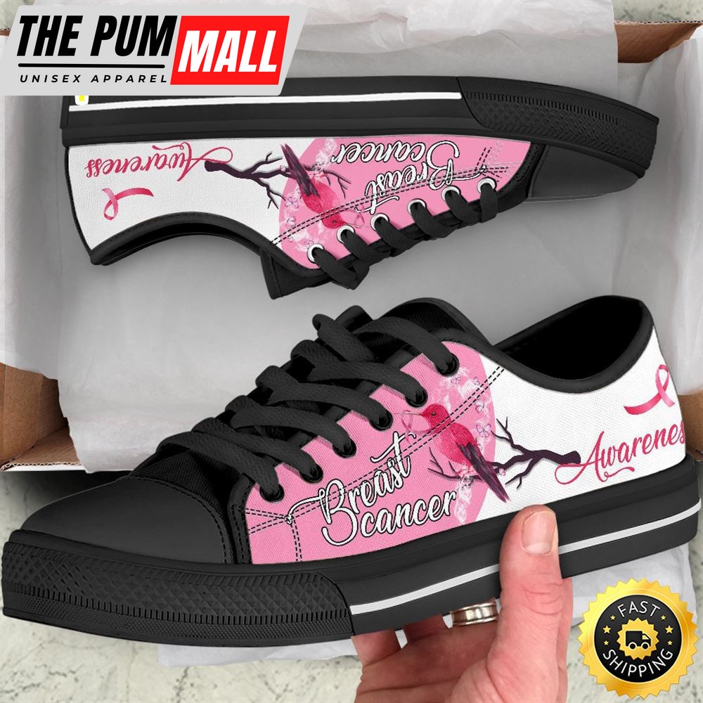 Breast Cancer Shoes Hummingbird Low Top Shoes Canvas Shoes