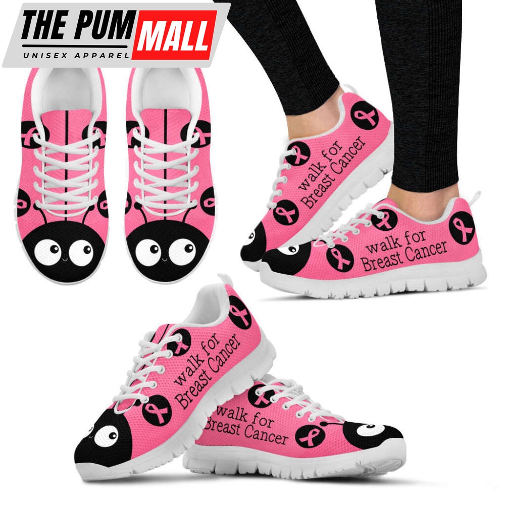Breast Cancer Shoes Ladybird Sneaker Walking Shoes, Best Gift For Men And Women