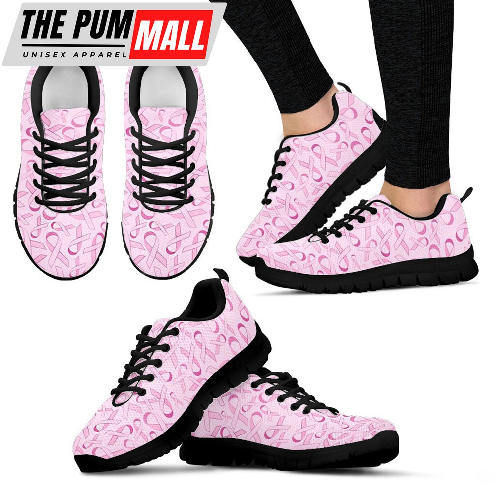 Breast Cancer Shoes Pattern Pink Sneaker Walking Shoes – Best Gift For Men And Women – Cancer Awareness Shoes