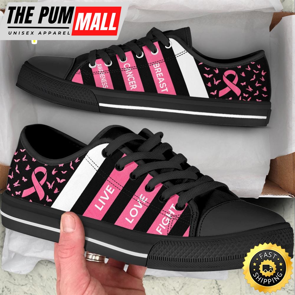 Breast Cancer Shoes Plaid Low Top Shoes Canvas Shoes