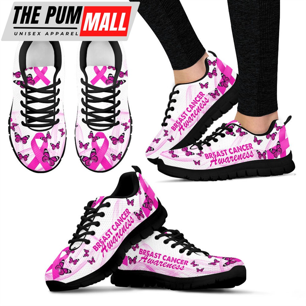 Breast Cancer Shoes Silk Line Sneaker Walking Shoes – Best Gift For Men And Women – Cancer Awareness Shoes