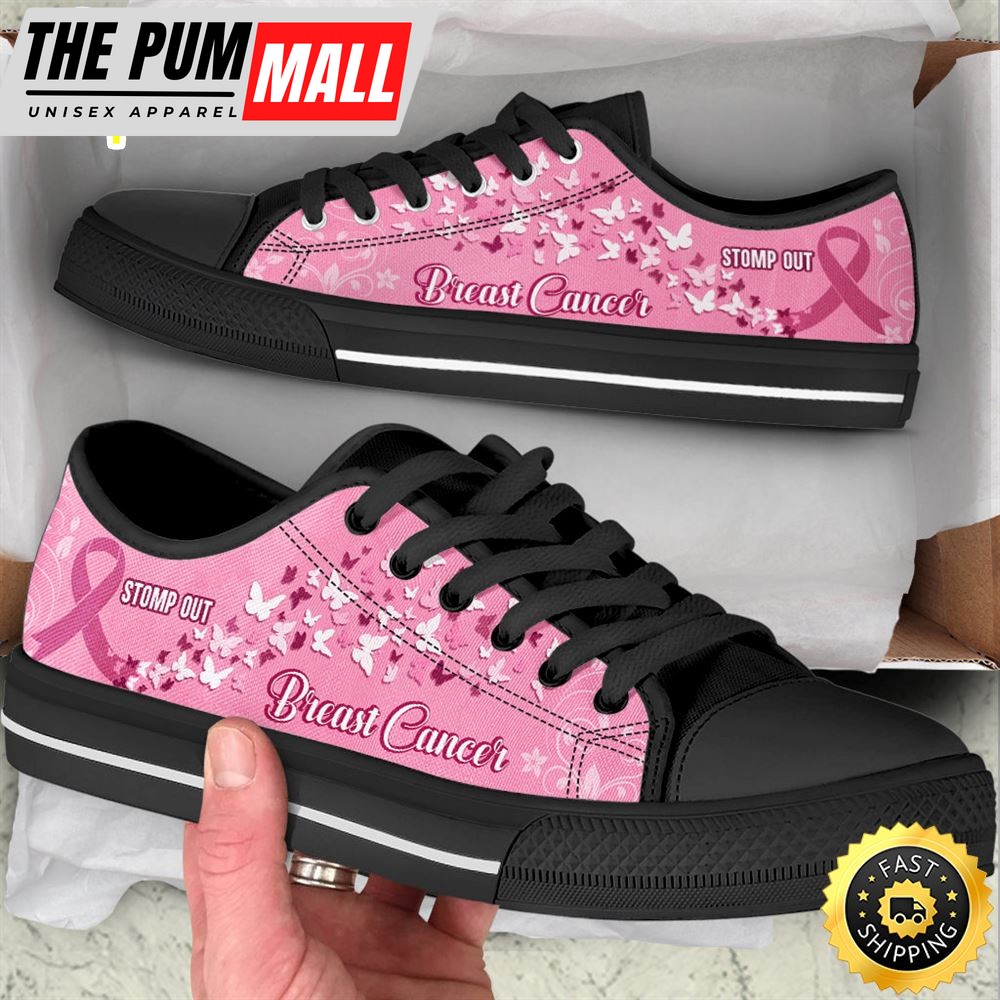 Breast Cancer Shoes Stomp Out Low Top Shoes Canvas Shoes