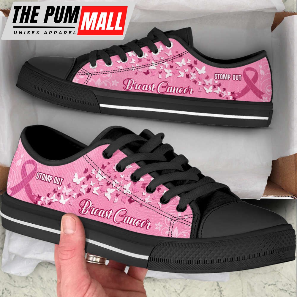 Breast Cancer Shoes Stomp Out Low Top Shoes Canvas Shoes