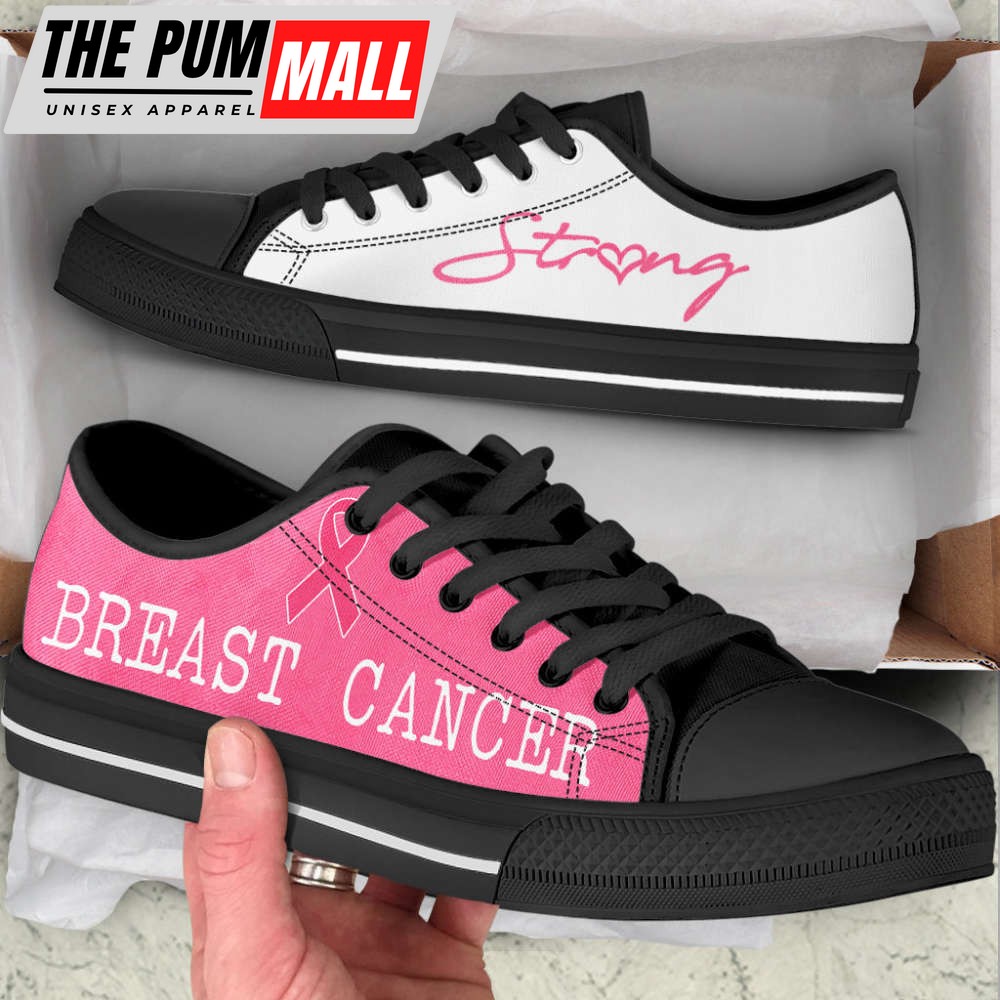 Breast Cancer Shoes Strong Low Top Shoes Canvas Shoes – Cancer Awareness