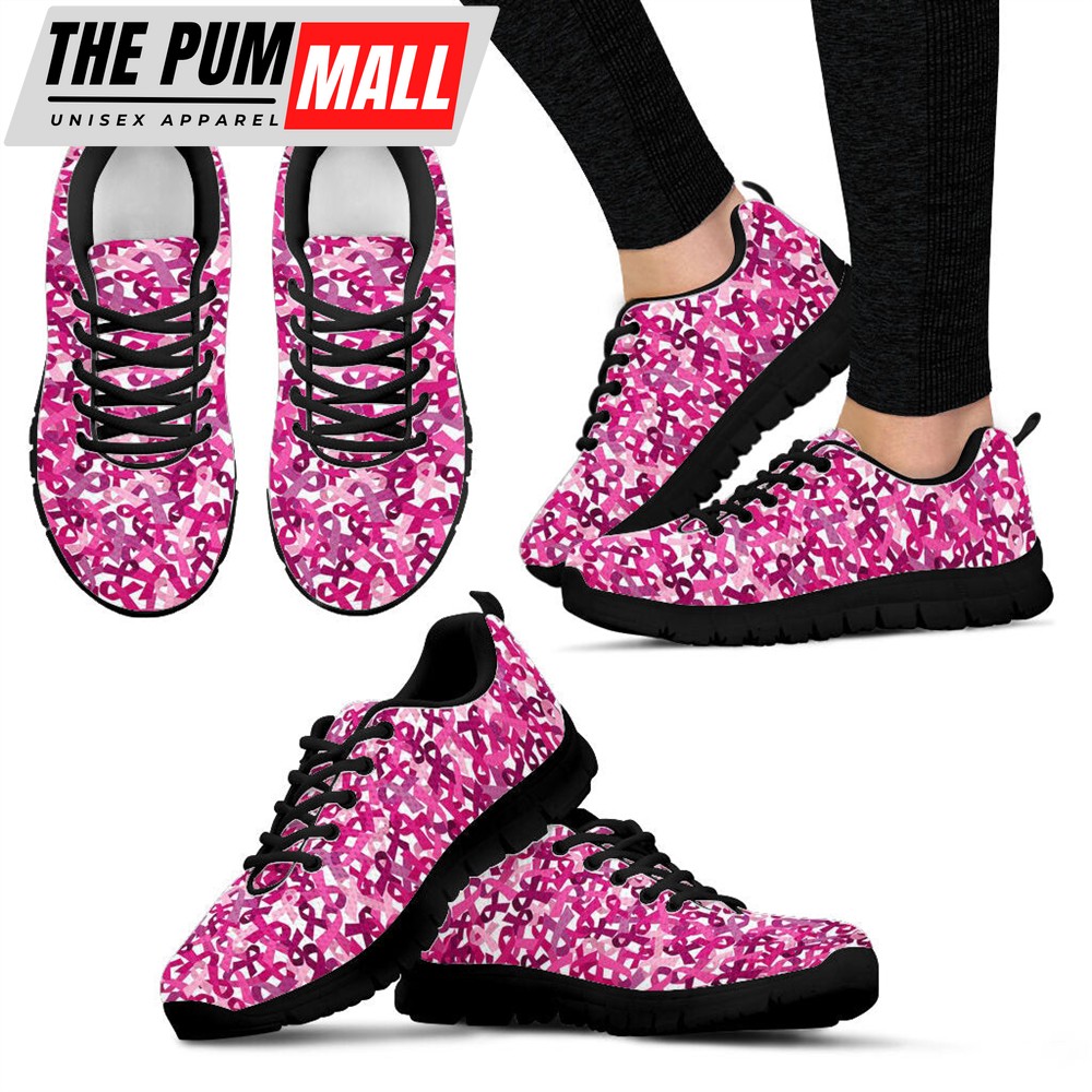 Breast Cancer Shoes Symbol Pattern Sneaker Walking Shoes – Best Shoes For Men And Women – Cancer Awareness Shoes