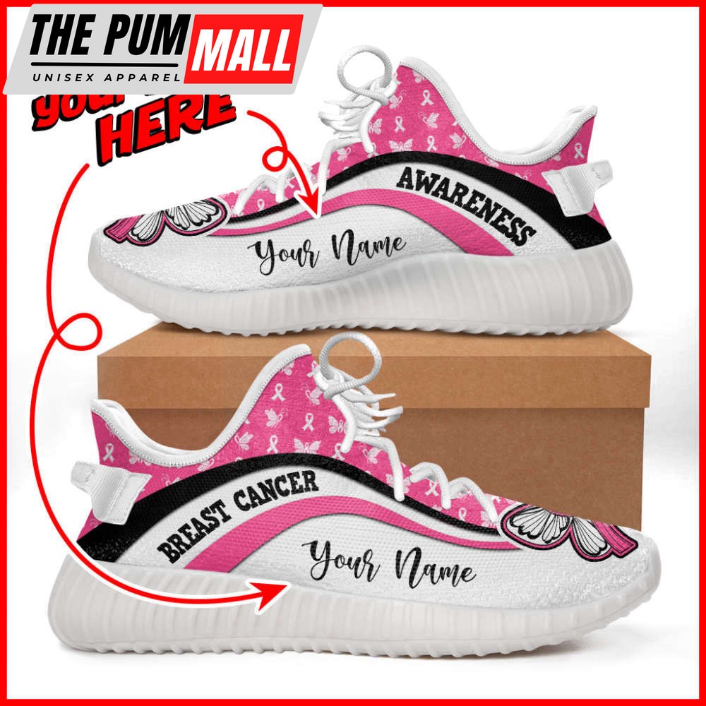 Breast Cancer Shoes Symbol Stripes Pattern Coconut Shoes Lightweight Shoes For Men Women