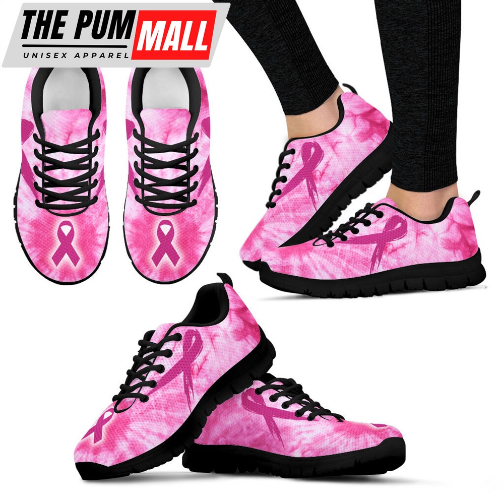 Breast Cancer Shoes Tie Dye Sneaker Walking Shoes – Best Shoes For Men And Women – Cancer Awareness Shoes