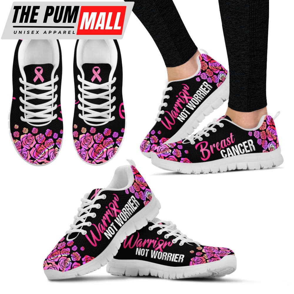 Breast Cancer Shoes Warrior Not Worrier Sneaker Walking Shoes, For Men And Women