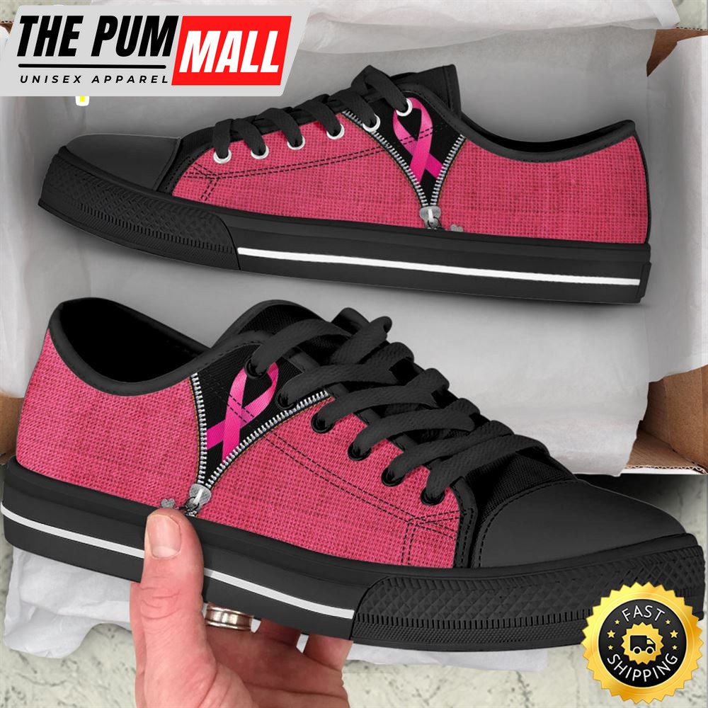 Breast Cancer Shoes Zipper Low Top Shoes Canvas Canvas Shoes
