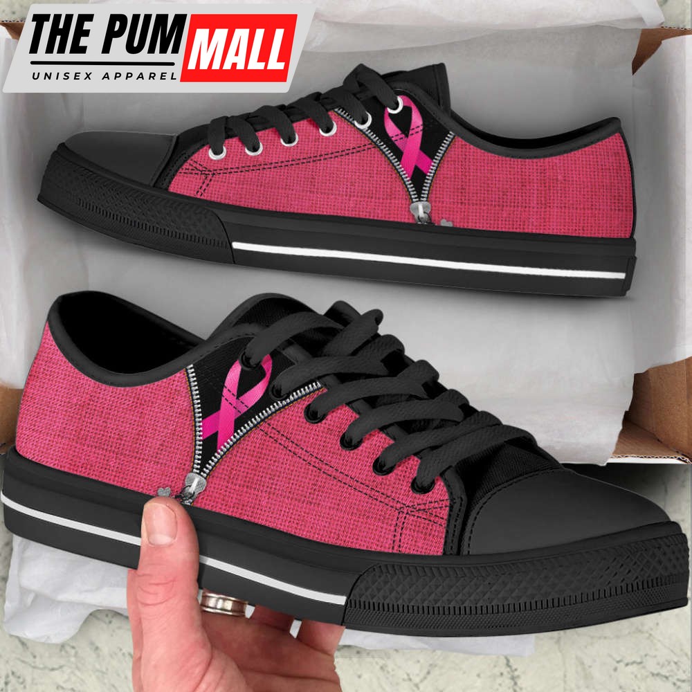 Breast Cancer Shoes Zipper Low Top Shoes Canvas Canvas Shoes
