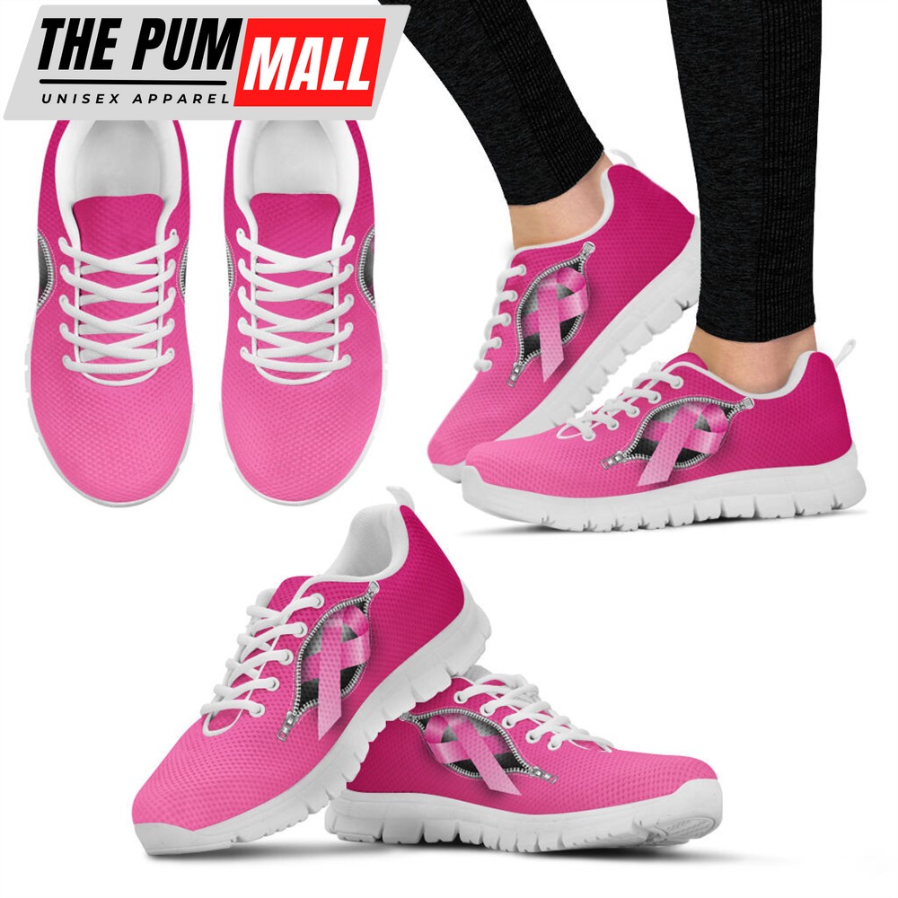 Breast Cancer Shoes Zipper Sneaker Walking Shoes – Best Shoes For Men And Women – Cancer Awareness Shoes Malalan