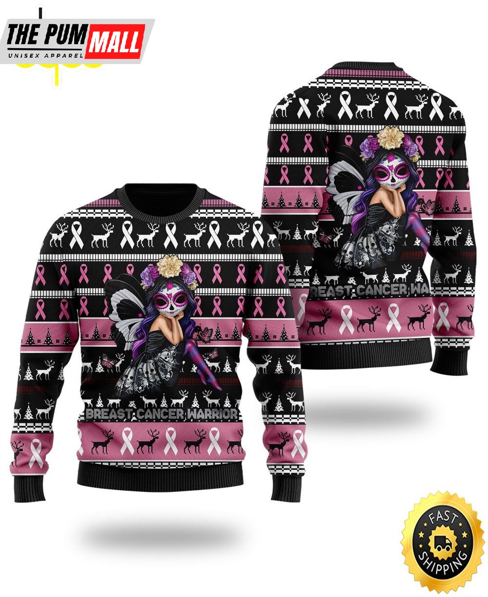 Breast Cancer Warrior Christmas Ugly Sweater