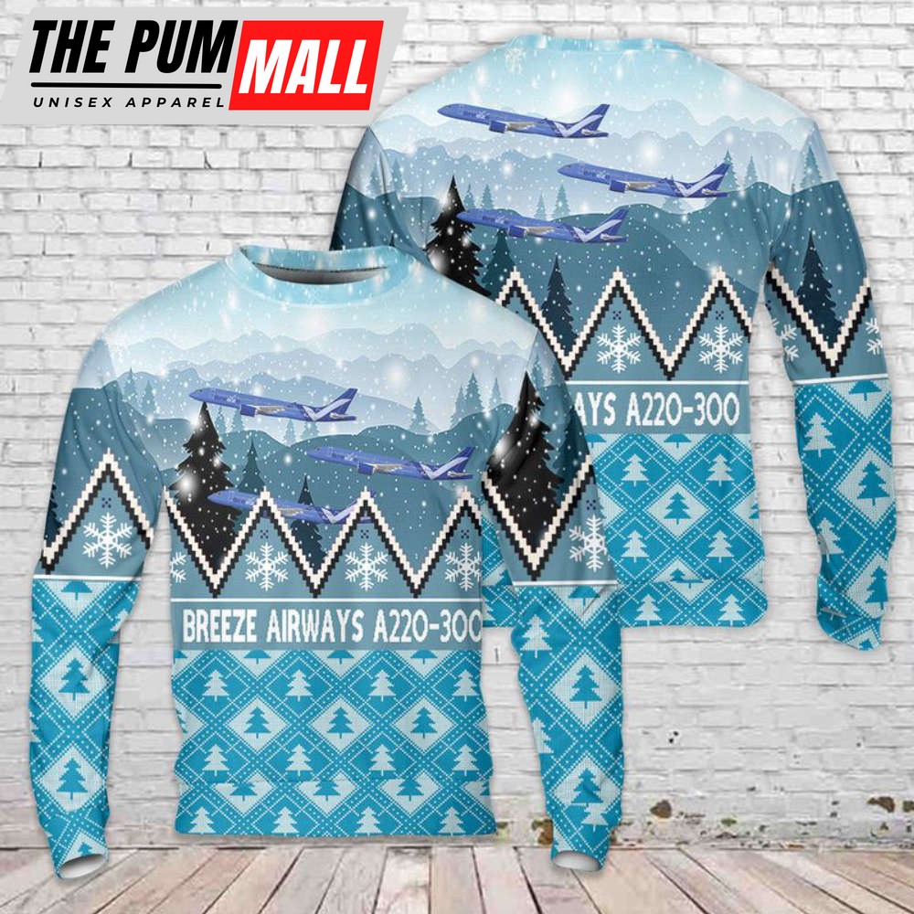 Breeze Airways A220-300 Christmas Sweater 3D Gift For Christmas