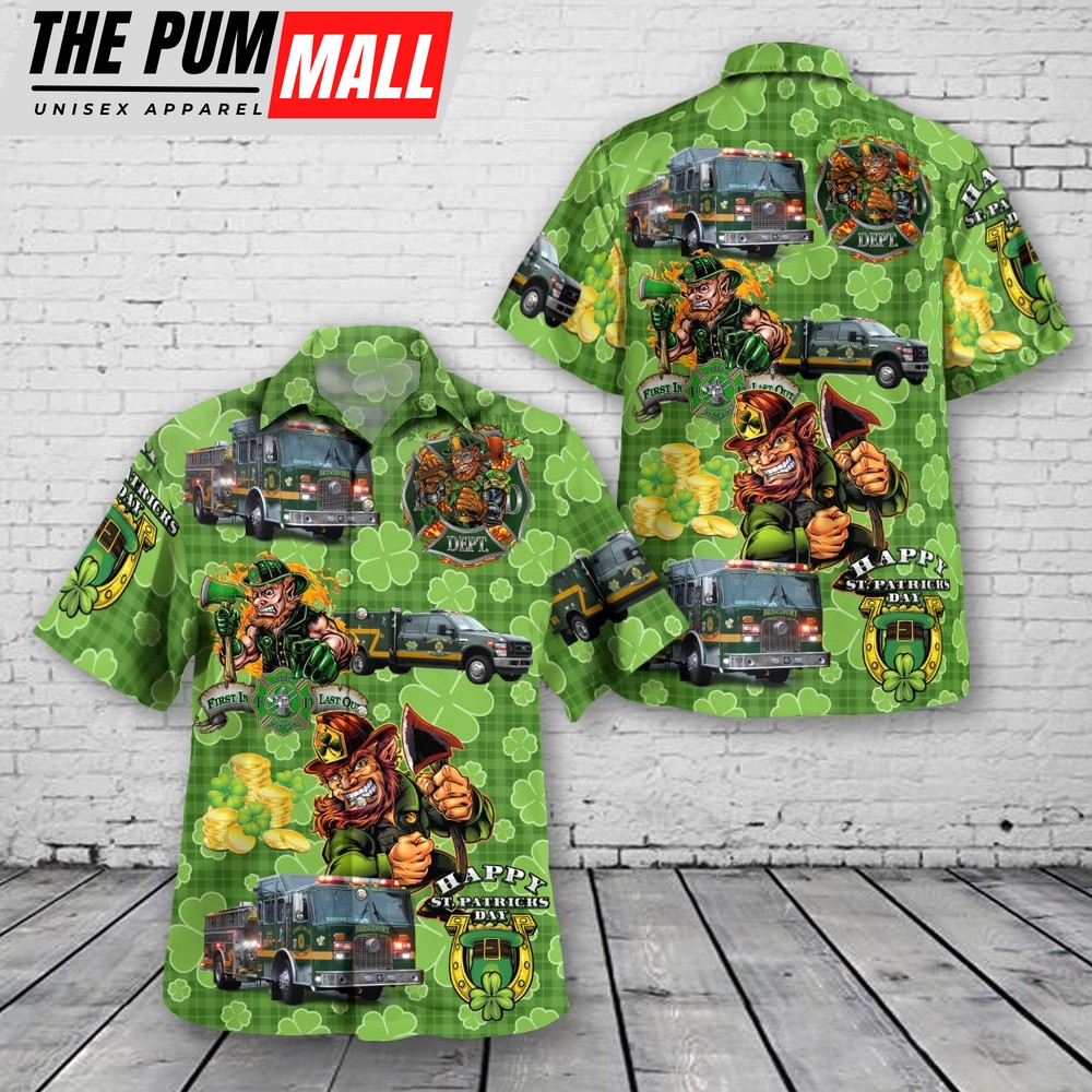 Bridgeport, Pennsylvania, Good Will Fire Company St Patrick’s Day Hawaiian Shirts, Shamrock Hawaiian Shirt