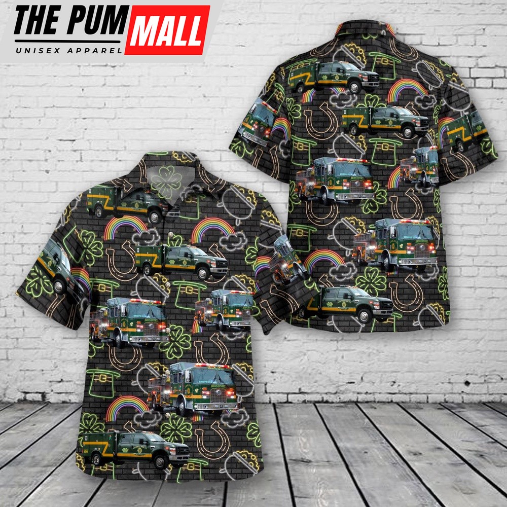Bridgeport, Pennsylvania, Good Will Fire Company St Patrick’s Day Hawaiian Shirt, Shamrock Hawaiian Shirt