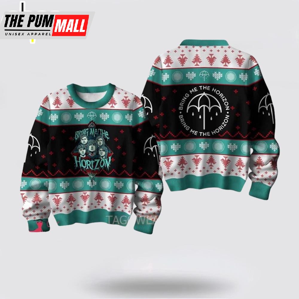 Bring Me The Horizon Band Illustrator Umbrella Signature Ugly Christmas Sweater