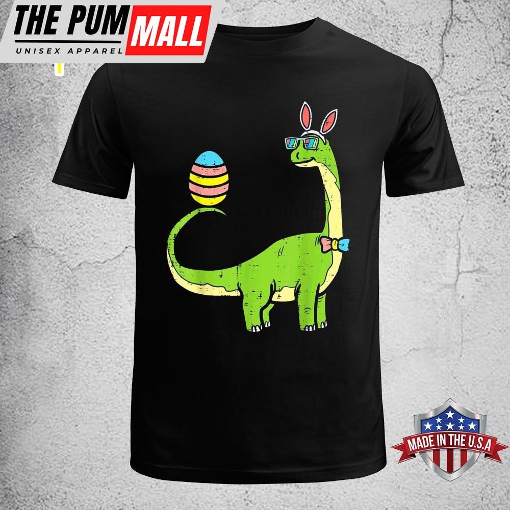 Brontosaurus Bunny Ears Egg Easter Day Dinosaur Dino Boys Easter Shirt