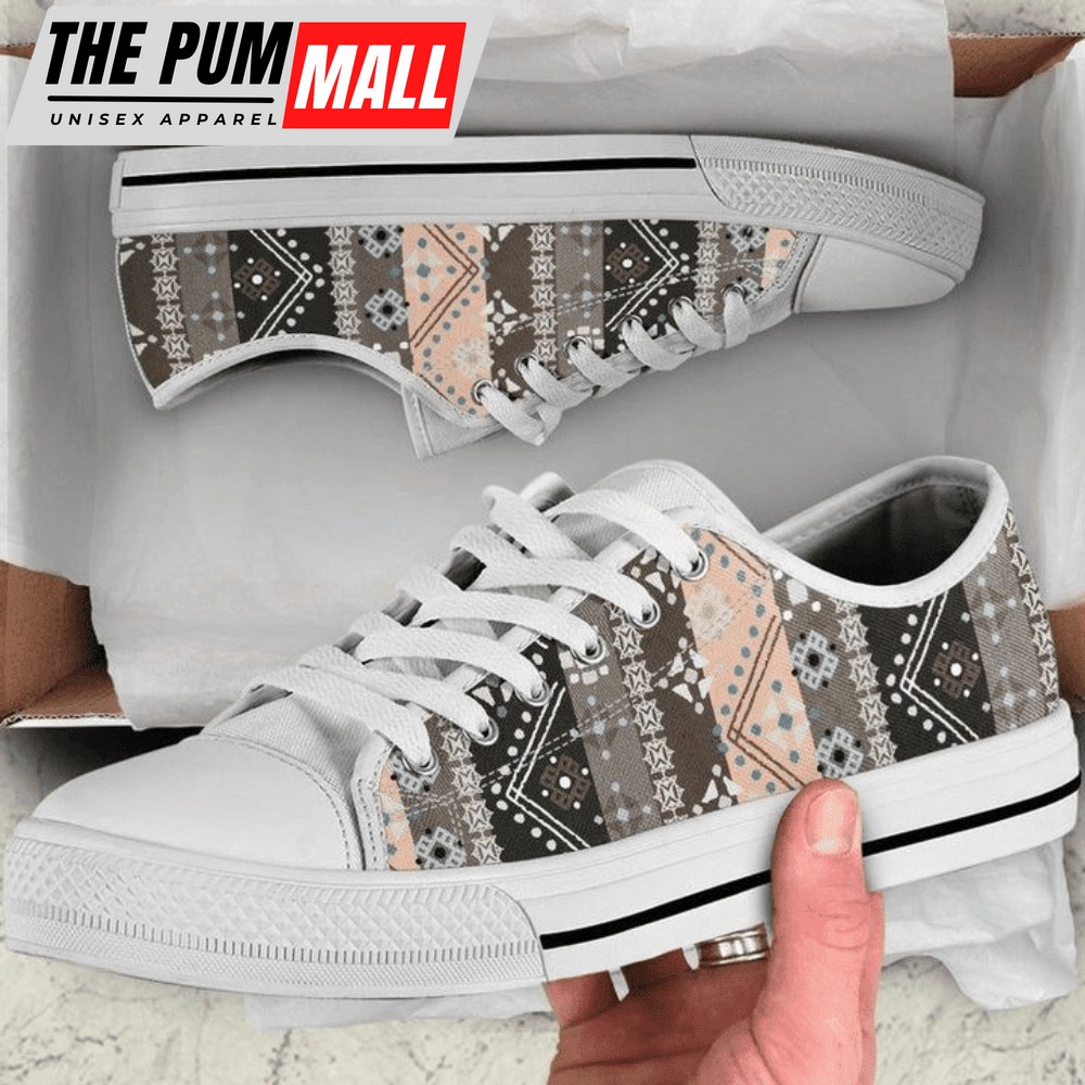 Brown Tan Ethnic Boho Chic Bohemian Low Top Shoes PN205313Sb