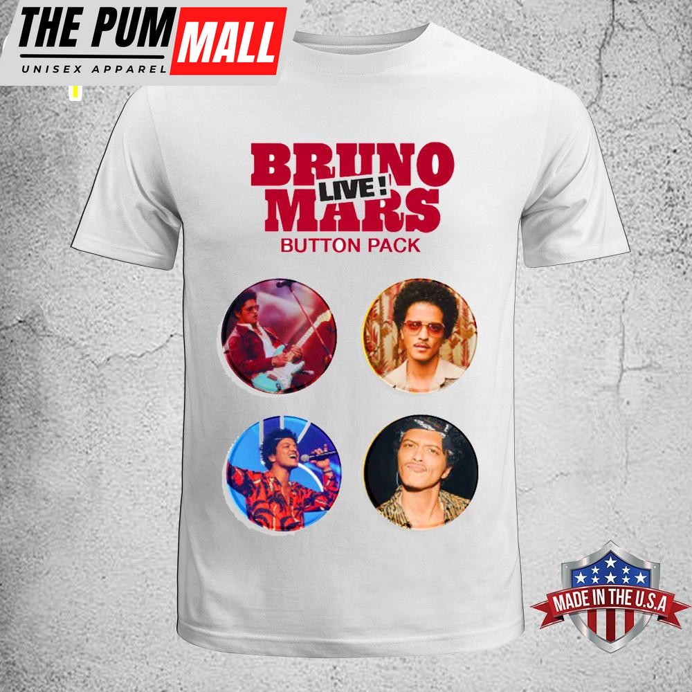 Bruno Mars Live! Button Pack 2025 Unisex T-Shirt