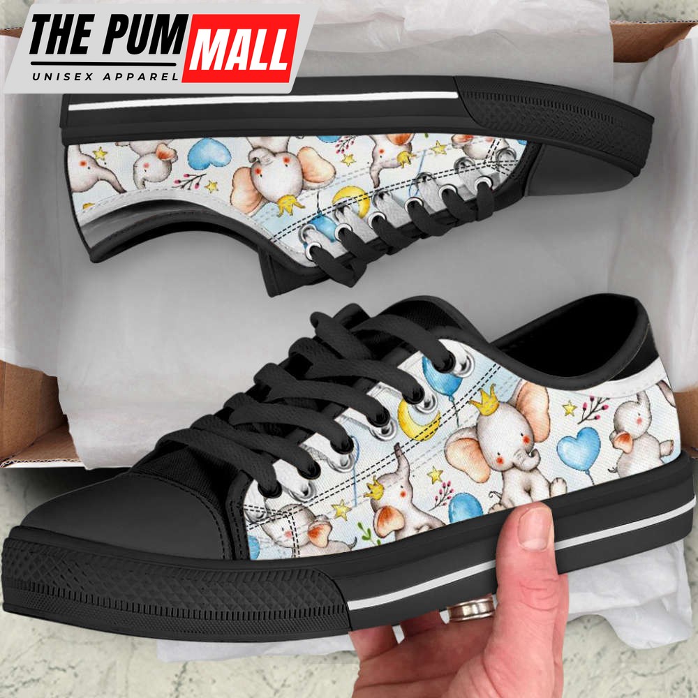 Bubble Elephant Low Top Canvas Print Shoes – Trendy Fashion