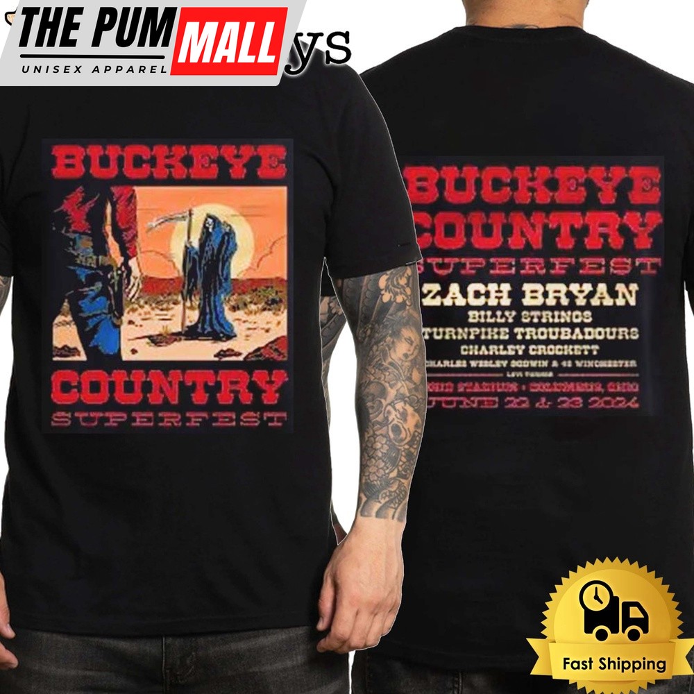 Buckeye Country Superfest 2024 In Columbus Ohio Merch Cowboy Dual Death Unisex T-Shirt