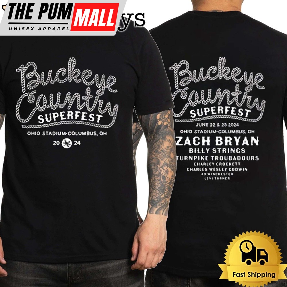 Buckeye Country Superfest 2024 In Columbus Ohio Zach Bryan Tour Unisex T-Shirt