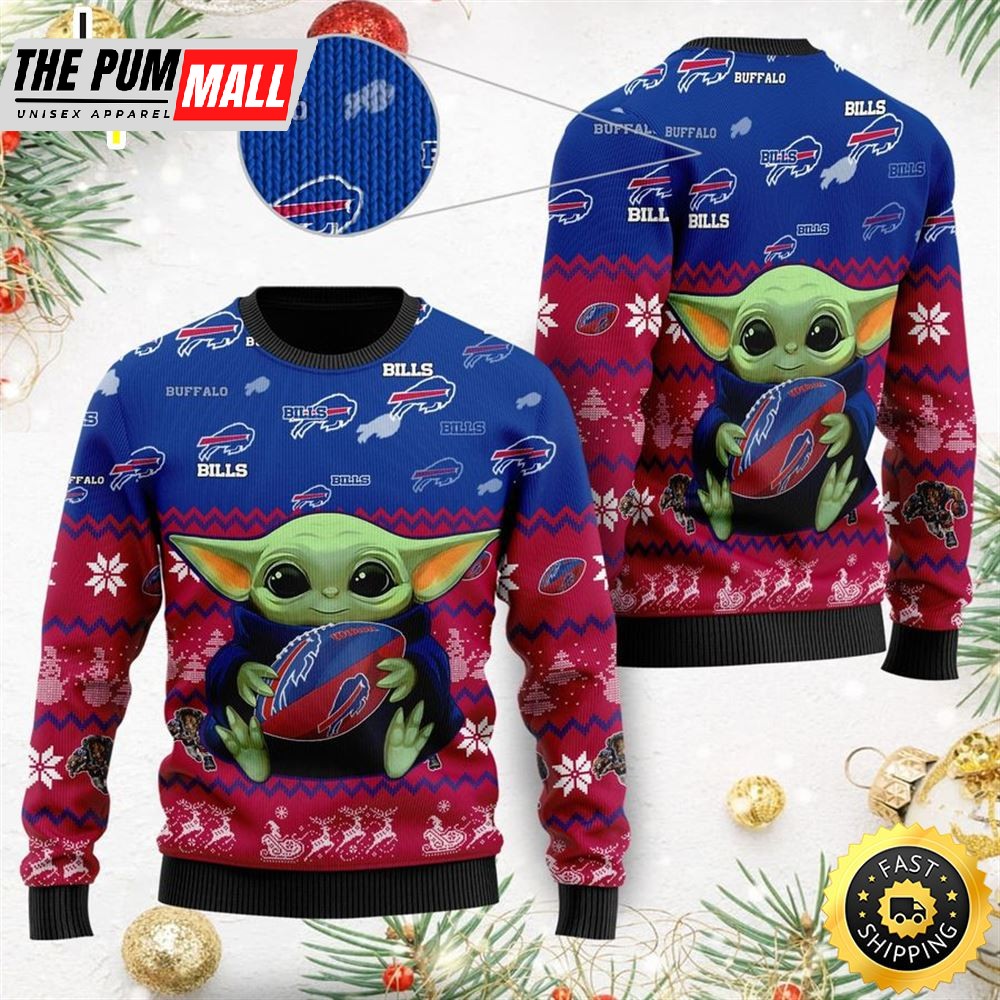 Buffalo Bills Baby Yoda Shirt For American Football Fans Ugly Christmas Sweater