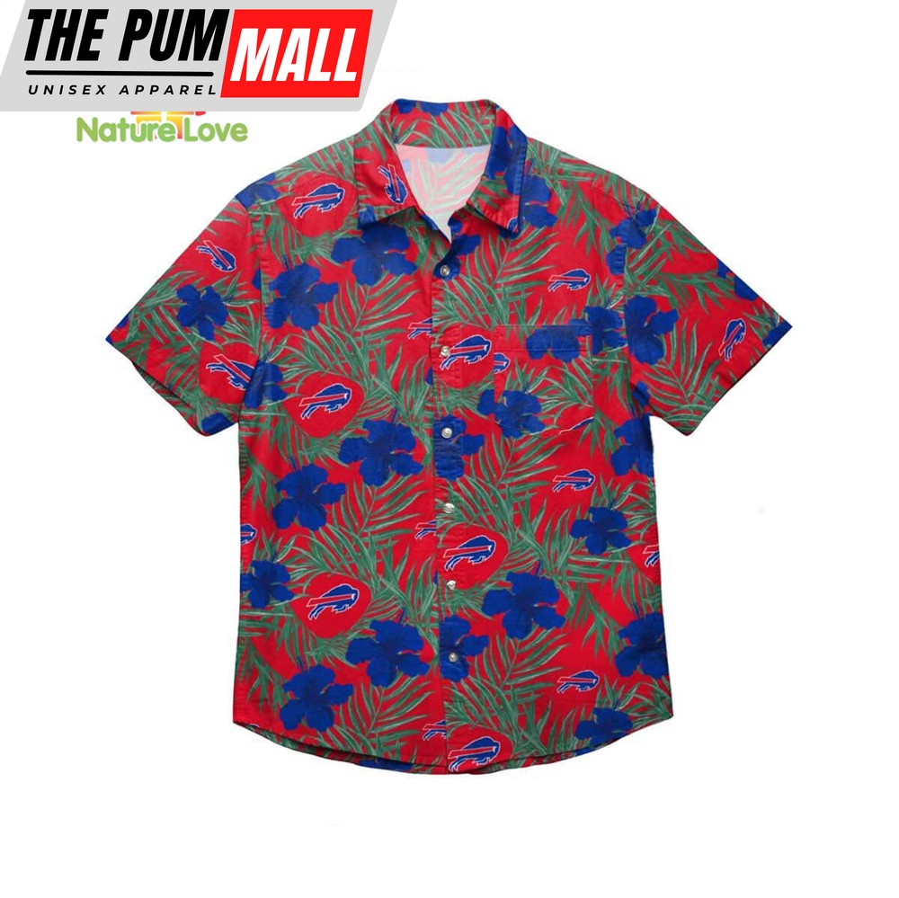 Buffalo Bills Blue Hibiscus Palm Leaves Tropical Hawaiian Shirt