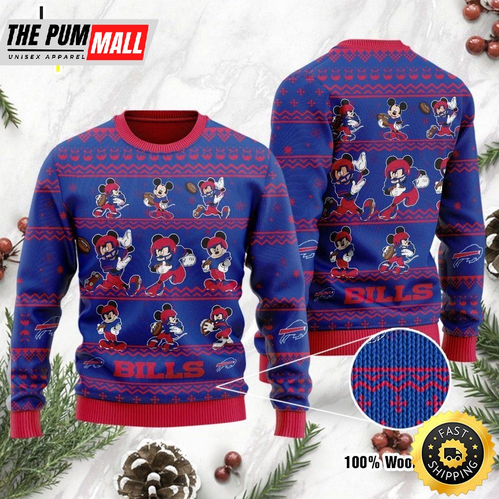 Buffalo Bills Gifts Mickey Mouse Player Christmas Ugly Sweater