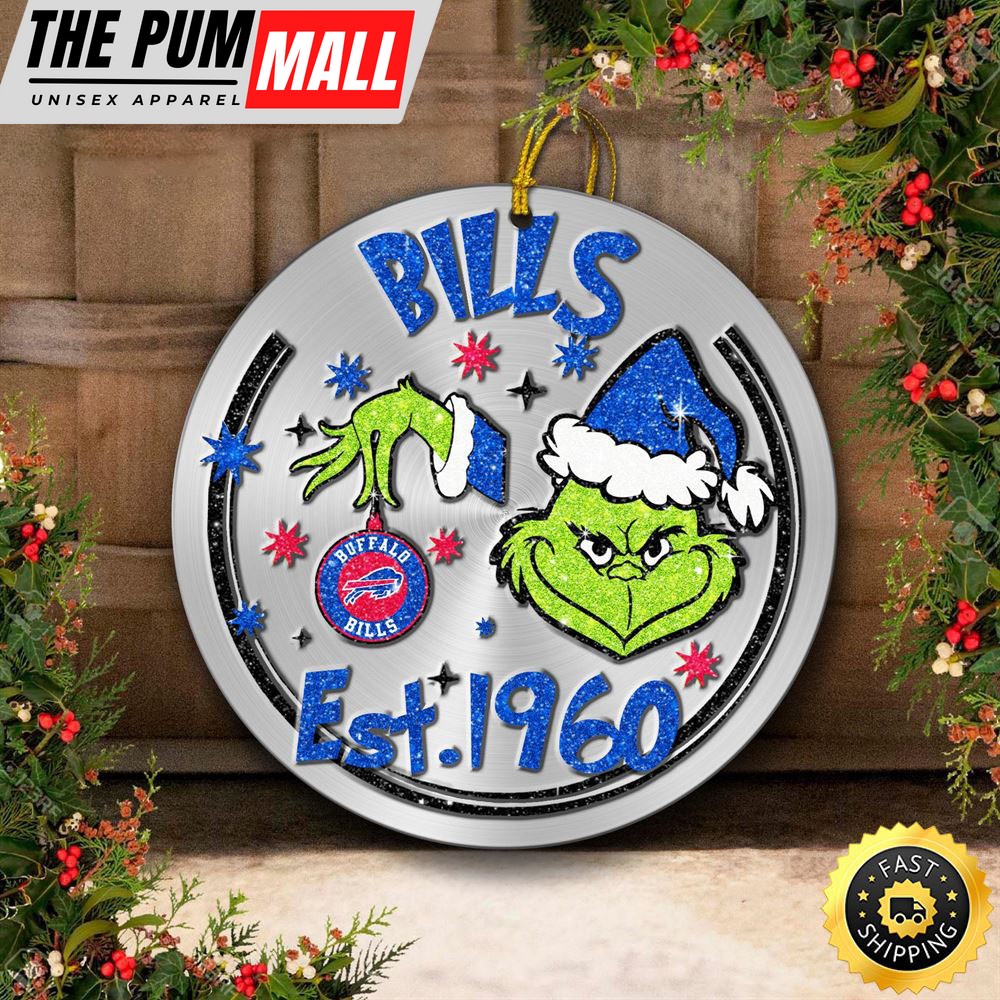 Buffalo Bills Grinch Circle Ornaments Christmas Limited Edition