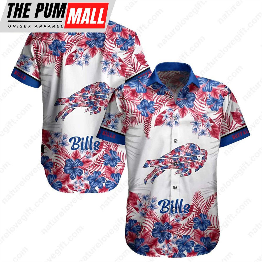 Buffalo Bills Logo Tropical Flower Hibiscus Hawaiian Shirt
