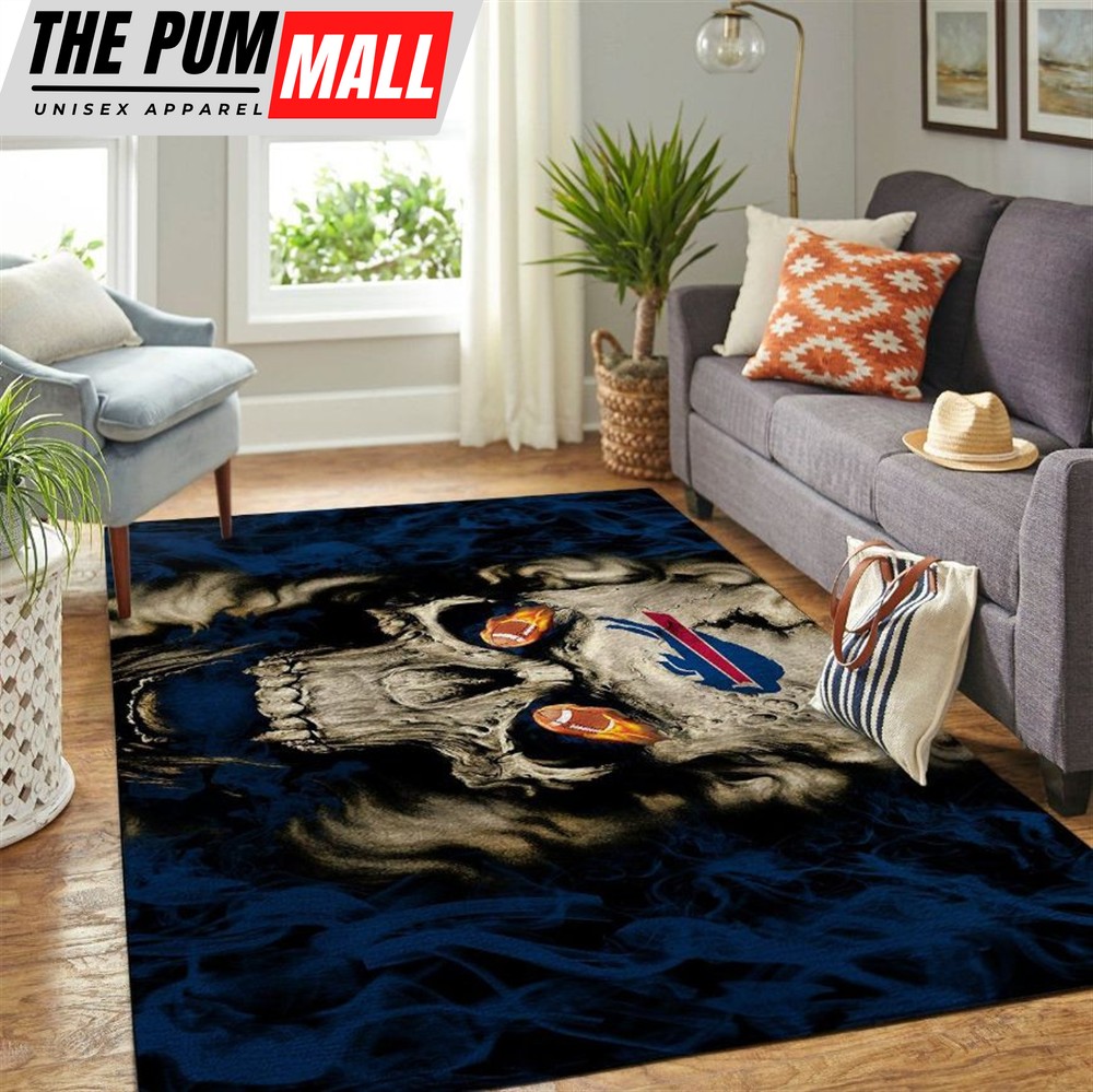Buffalo Bills Nfl Team Logo Skull Style Area Rug