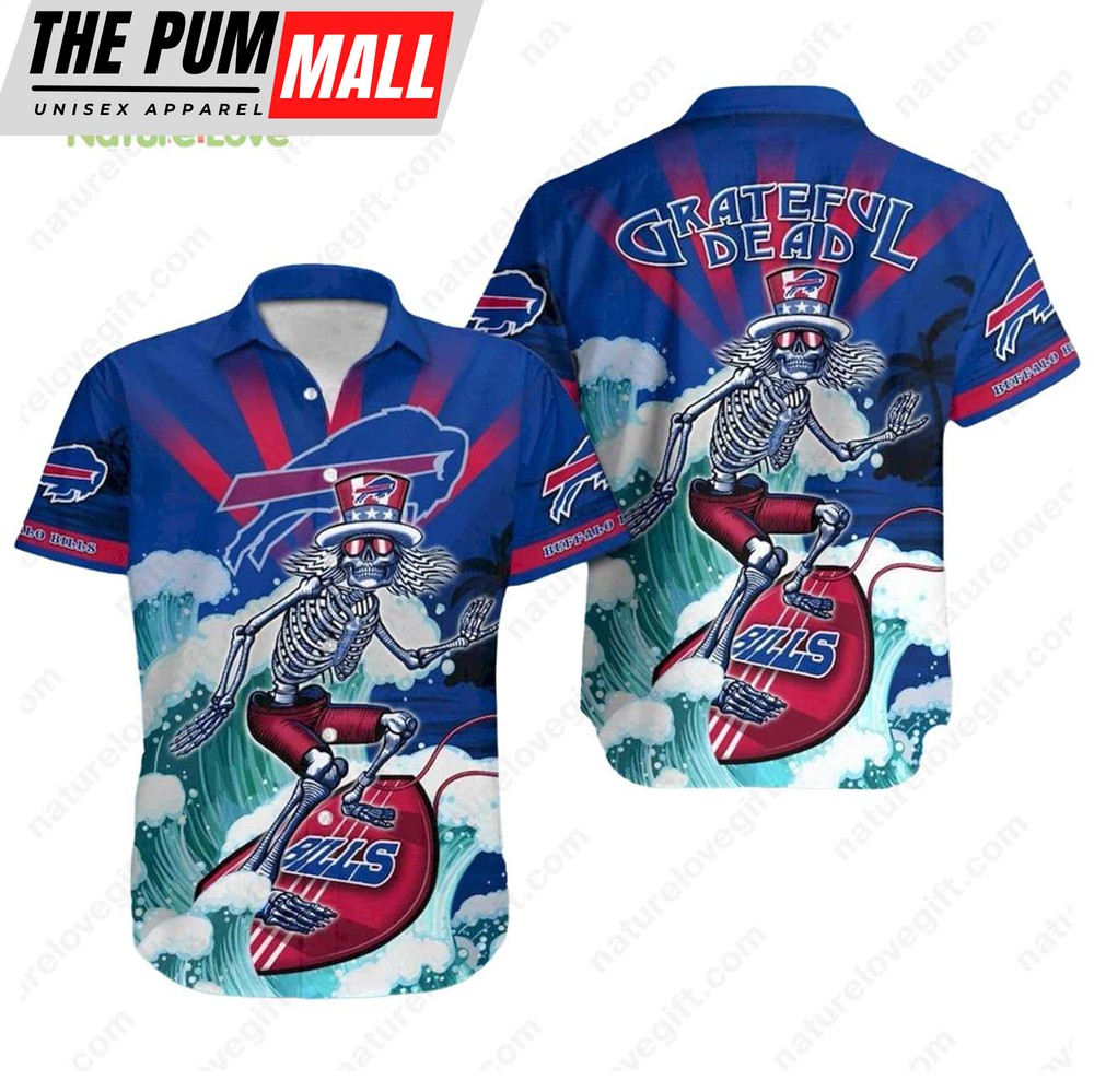 Buffalo Bills Skeleton Grateful Dead Surfing Bills Hawaiian Shirt