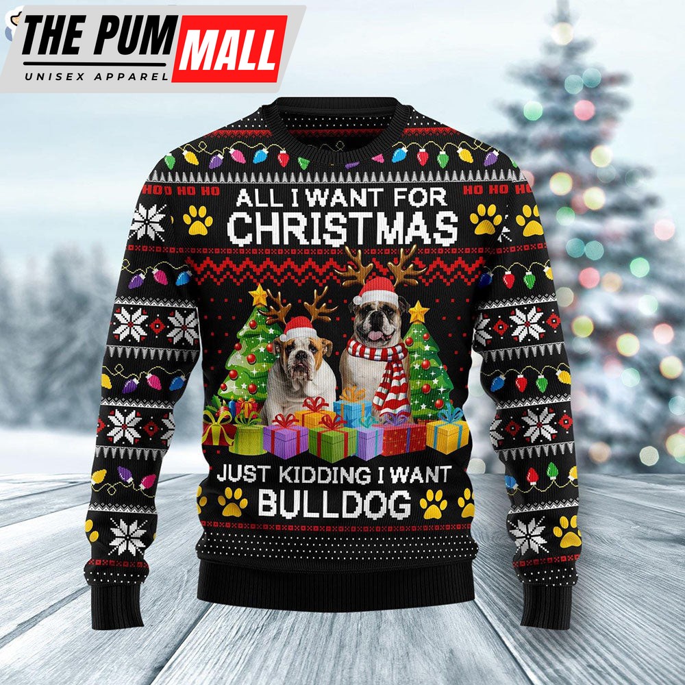 Bulldog Christmas Don’t Be A Normal Dog Dad Ugly Christmas Sweater – Gifts For Dog Lovers