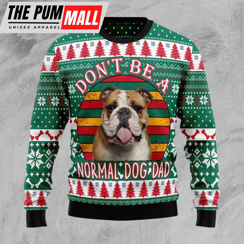 Bulldog Dog Dad Ugly Christmas Sweater For Men & Women, Gift For Dog Lover