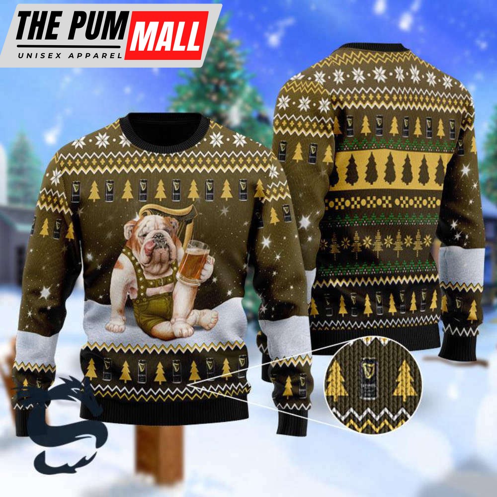 Bulldog Drink Guinness Beer Christmas Sweater
