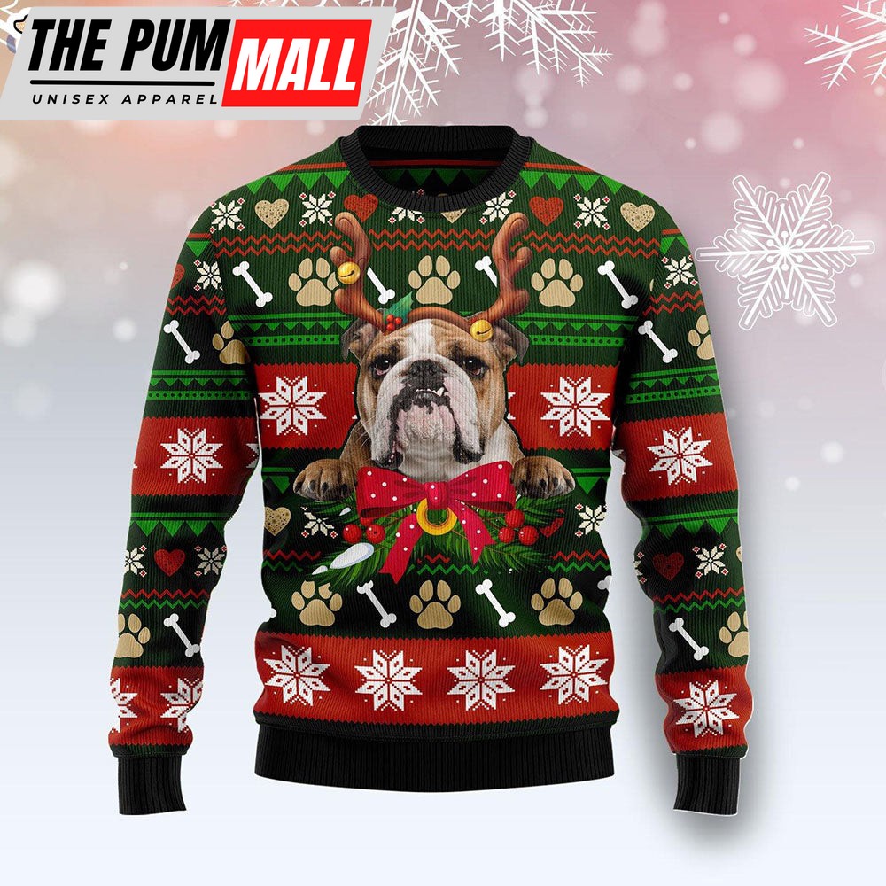 Bulldog Funny Bulldog Face Cute Gift Ugly Christmas Sweater – Christmas Gift For Pet Lovers