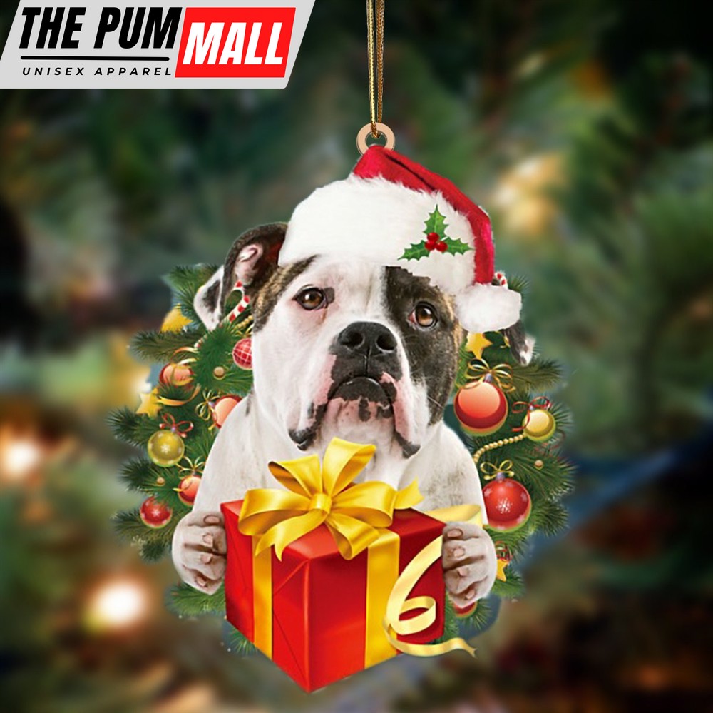 Bulldog Give Gifts Hanging Ornament – Flat Acrylic Dog Ornament – Dog Lovers Gifts For Him Or Her Limited Edition