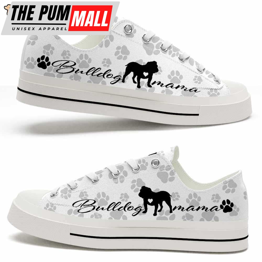 Bulldog Paws Pattern Low Top Shoes – Happy International Dog Day Canvas Sneaker – Owners Gift Dog Breeders
