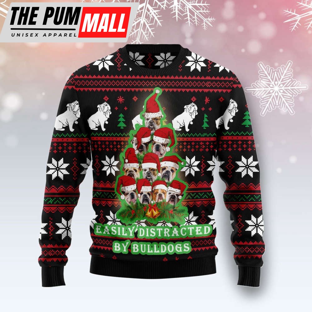 Bulldog Pine Tree Christmas TG5105 Ugly Sweater – Best Gift for Christmas